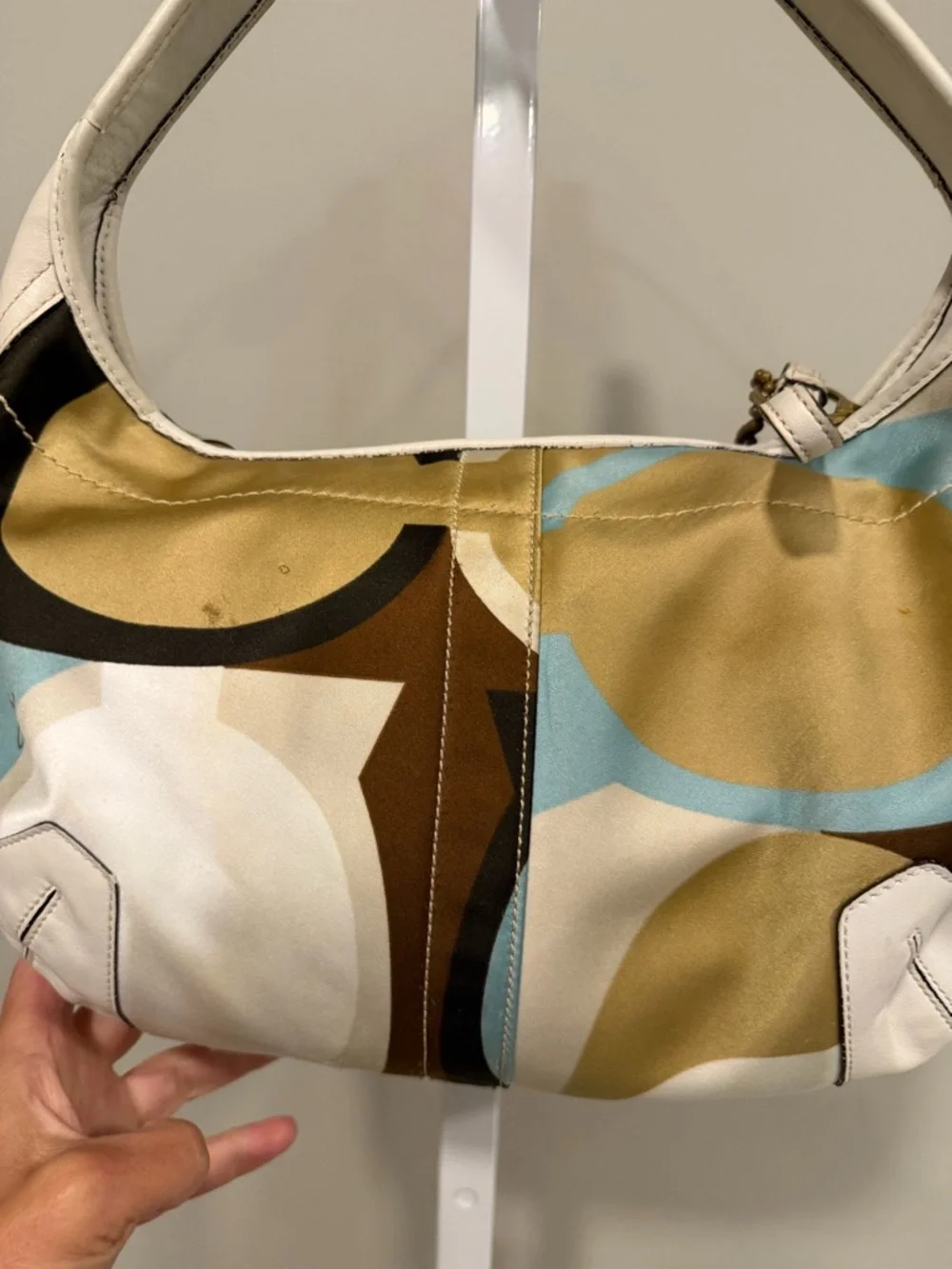 Coach ergo hobo shoulder bag with multi color scarf print